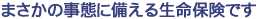 まさかの事態に備える生命保険です